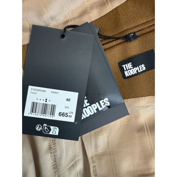 THE KOOPLES Designer Wool Leather Suit Jacket Khaki Brown Fr‎ Size 40 US 8 - Picture 5 of 15